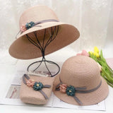 Straw Sun Hat Baby Girl Summer Cap Beach Visor Hat Set