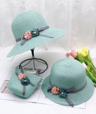 Straw Sun Hat Baby Girl Summer Cap Beach Visor Hat Set