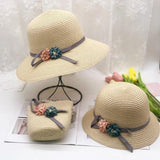 Straw Sun Hat Baby Girl Summer Cap Beach Visor Hat Set