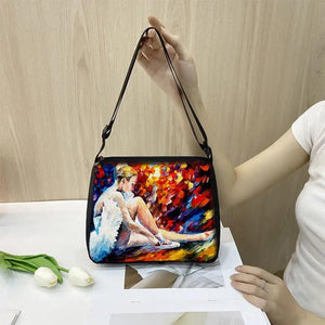 Ballerina Art Print Handbag Ballet Dancer Girl Casual Shoulder Bag