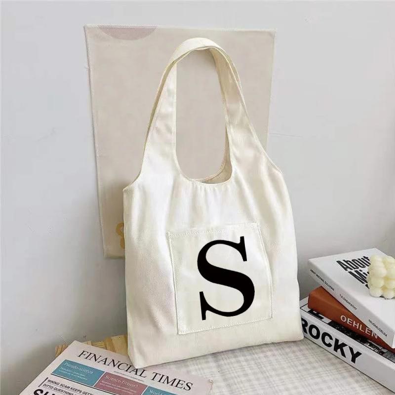 Large Capacity Foldable Canvas Tote Bag Shoulder Shopper Daily Use Eco Shopping