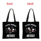 Makeup Print Tote Bag Women Handbag Reusable Shopping Bag Shoulder Bags