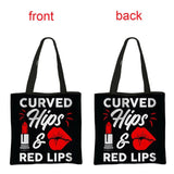 Makeup Print Tote Bag Women Handbag Reusable Shopping Bag Shoulder Bags