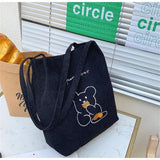 Large-Capacity Embroidery Shopper Tote Handbag