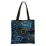 Circuit Board Chip Print Handbag Industrial Electronic Chip Shoulder Bag