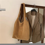 Faux Bear Plush Shoulder Bag for Women Winter Large Capacity Handbag
