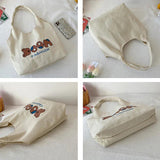 Women Bear Canvas Tote Bag Large Capacity Handbag
