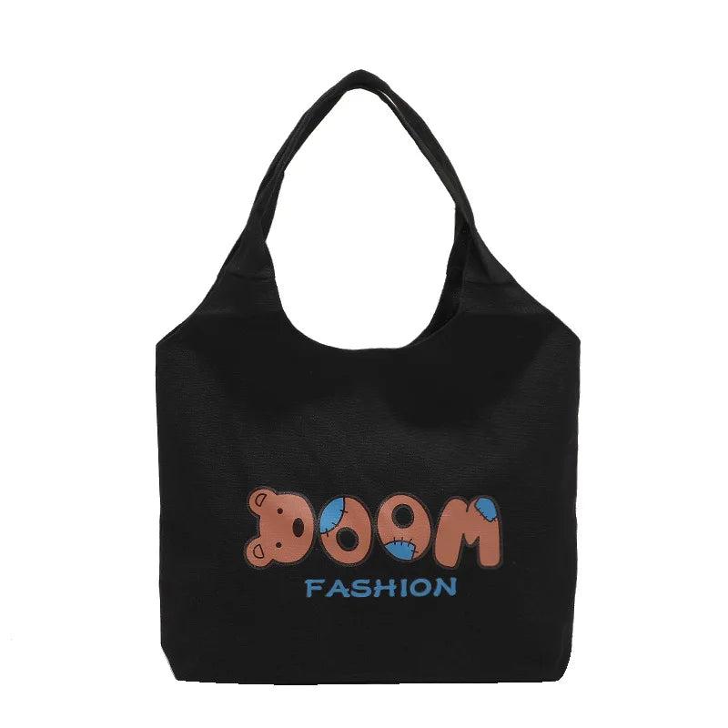 Women Bear Canvas Tote Bag Large Capacity Handbag