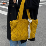 Vintage Checkered Pattern Tote Bag with Ribbon Casual Nylon Handbags
