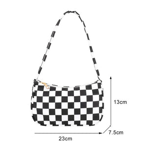 Retro Plaid Leopard Print Nylon Shoulder Bag for Women Girls