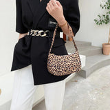 Retro Plaid Leopard Print Nylon Shoulder Bag for Women Girls