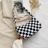 Retro Plaid Leopard Print Nylon Shoulder Bag for Women Girls