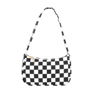 Retro Plaid Leopard Print Nylon Shoulder Bag for Women Girls