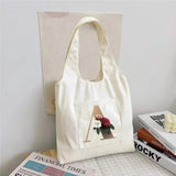 Cartoon Canvas Vest Shoulder Bag Large Capacity Shopping Bags