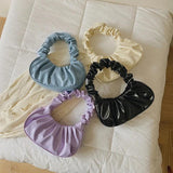 Summer Pleated Handlebags for Women PU Cloud Bags Leisure Shoulder Bags