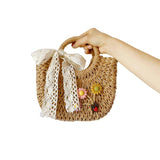 Floral Decor Crossbody Bag Hand-Held Tote Lace Bowknot Handbags