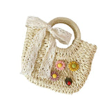 Floral Decor Crossbody Bag Hand-Held Tote Lace Bowknot Handbags