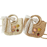 Floral Decor Crossbody Bag Hand-Held Tote Lace Bowknot Handbags
