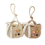 Floral Decor Crossbody Bag Hand-Held Tote Lace Bowknot Handbags