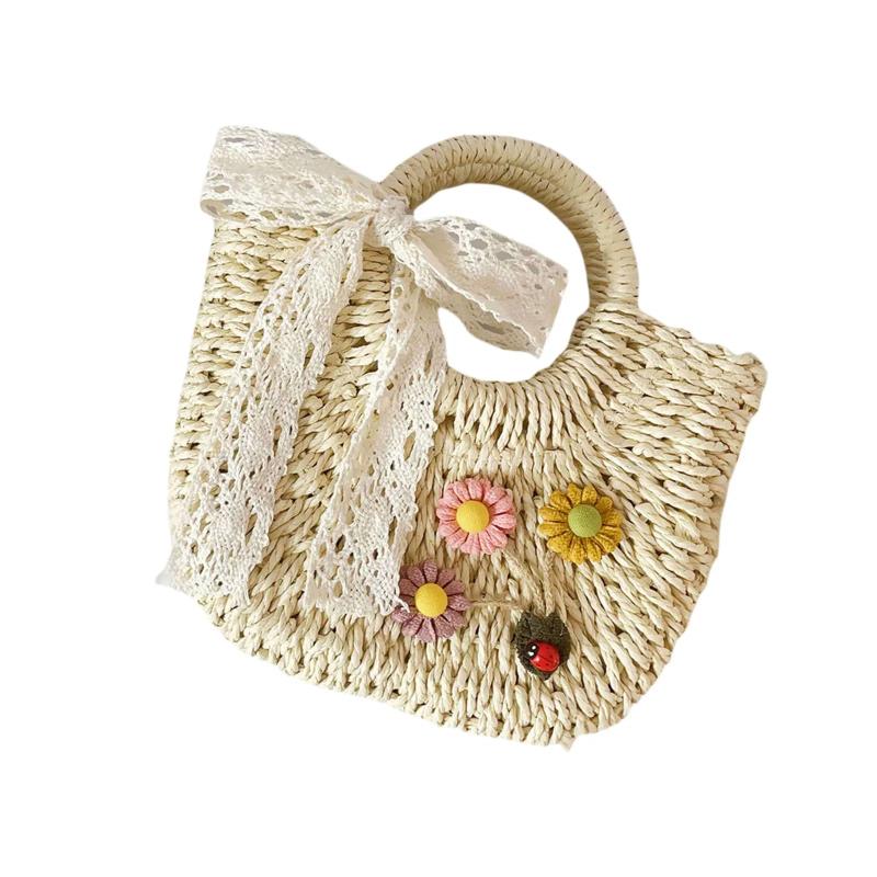 Floral Decor Crossbody Bag Hand-Held Tote Lace Bowknot Handbags
