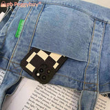 Denim Student Book Bag Large Capacity Multi-Pockets Port