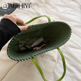 Hand-Woven Straw Shoulder Bag Large Capacity Tote Beach Vacation Shopping