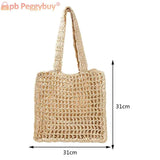 Summer Ladies Woven Tote Hollow Top-handle Bag Casual Portable Net Crochet