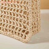 Summer Ladies Woven Tote Hollow Top-handle Bag Casual Portable Net Crochet