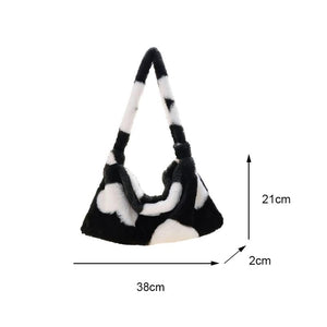 Women Flower Pattern Shoulder Bags Cow Print Bucket Bags Love Heart Handbag