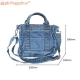 Women Denim Messenger Bag Casual Satchel Girl Totes Soft Handbag