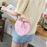 Embroidery Handbag Peach Heart Shoulder Bag