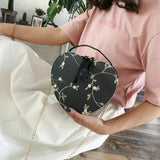 Embroidery Handbag Peach Heart Shoulder Bag