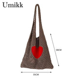 Knitted Shoulder Bags Casual Mesh Hollow Woven Handbag
