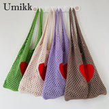 Knitted Shoulder Bags Casual Mesh Hollow Woven Handbag