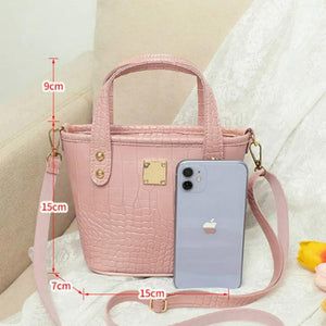 Crocodile Crossbody Bag Women Shoulder Bag PU Leather Bucket Handbag