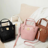 Crocodile Crossbody Bag Women Shoulder Bag PU Leather Bucket Handbag
