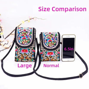 Ethnic Embroidered Crossbody Shoulder Cell Phone Bag