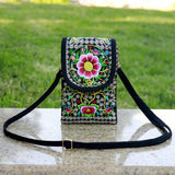 Ethnic Embroidered Crossbody Shoulder Cell Phone Bag