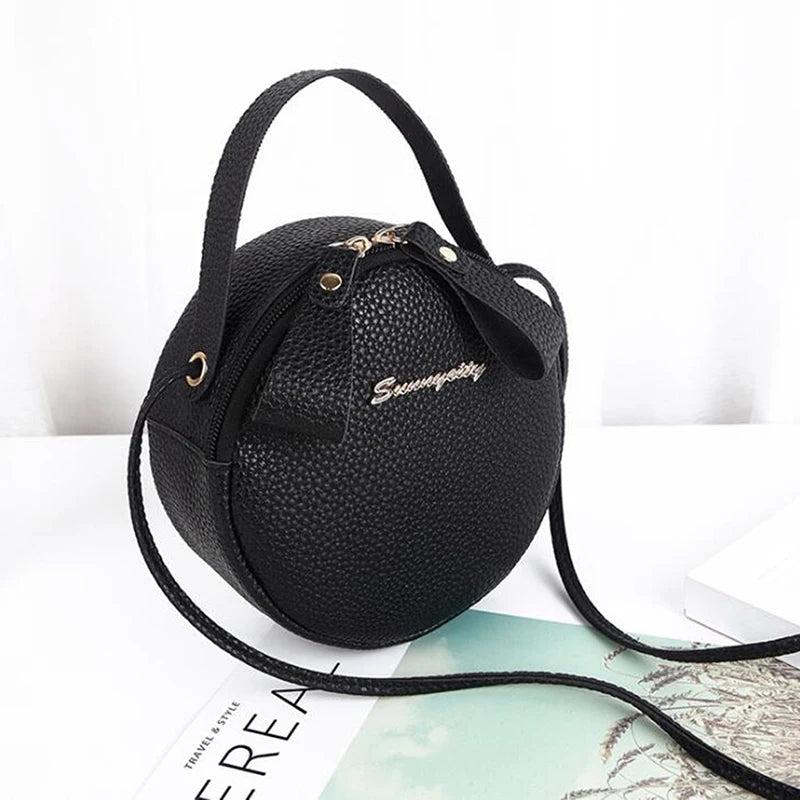 Round Shoulder Bags for Women PU Leather Handbags Small Crossbody Messenger Bag