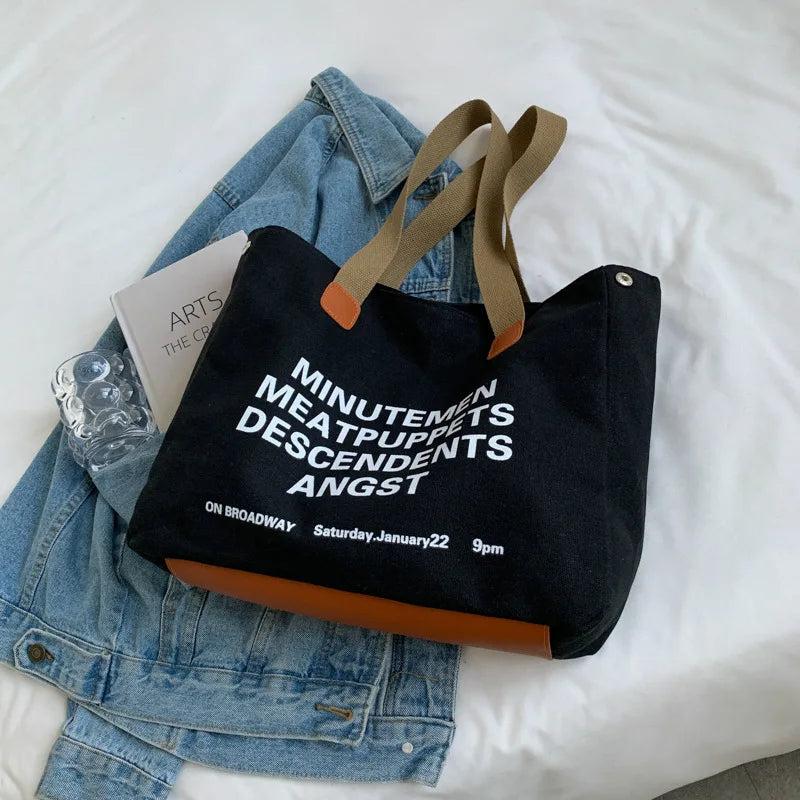 Women's Niche Canvas Shoulder Bag - Large Capacity Shopping Bag