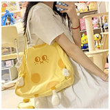 Y2K Cheese Doll Yellow Diagonal Bag Girl Girlfriends Canvas Bags Purse