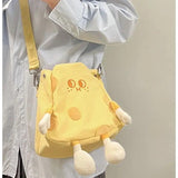 Y2K Cheese Doll Yellow Diagonal Bag Girl Girlfriends Canvas Bags Purse