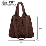 Knitted Crossbody Handbag Large Capacity Solid Top-handle Bag