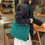 Knitted Crossbody Handbag Large Capacity Solid Top-handle Bag