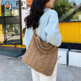 Knitted Crossbody Handbag Large Capacity Solid Top-handle Bag