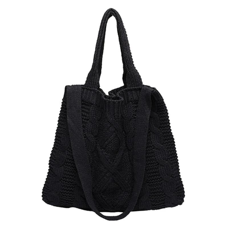 Knitted Crossbody Handbag Large Capacity Solid Top-handle Bag