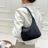 Nylon Solid Crescent Handle Bag Women Small Zipper Underarm Bag