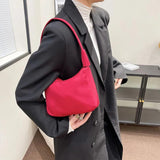 Nylon Solid Crescent Handle Bag Women Small Zipper Underarm Bag