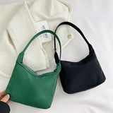 Nylon Solid Crescent Handle Bag Women Small Zipper Underarm Bag