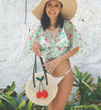 Women Straw Bag Rattan Woven Beach Shoulder Tote
